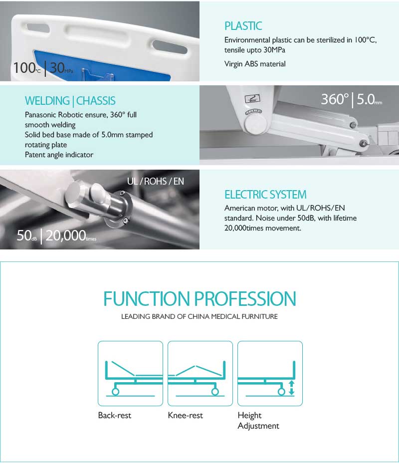 3 function electric hospital bed